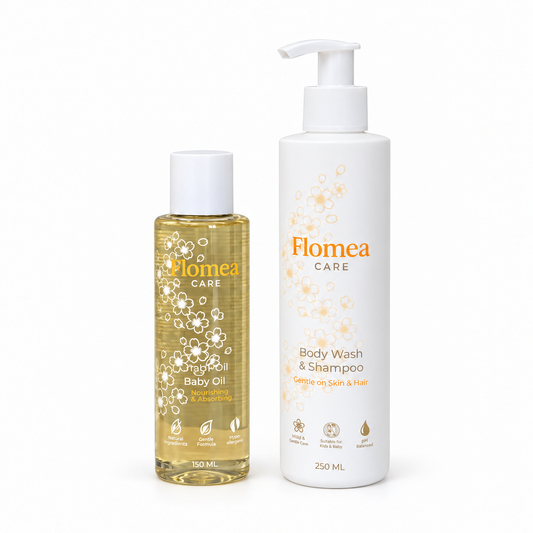Babyverzorgingsset | Blossom Care | Body Wash & Shampoo 250 ml + Babyolie 150 ml | Baby & Kids